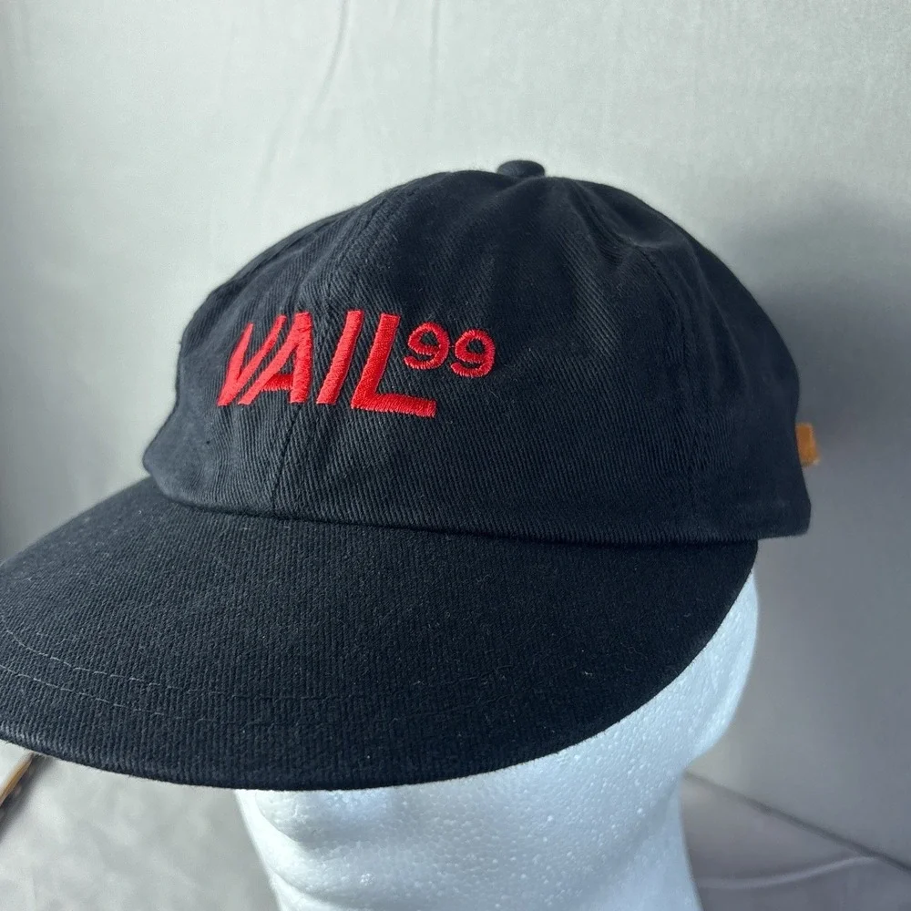 Vintage Vail 99 Strap Back Hat Merkley Alpine World Ski‎ Championships Black